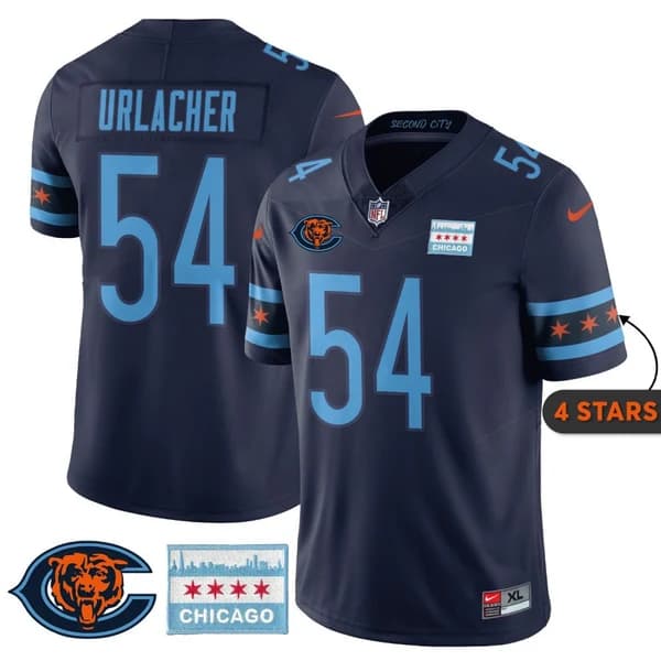 Men's Chicago Bears #54 Brian Urlacher Navy City Edition F.U.S.E. With Chicago Flag Vapor Untouchable Limited Stitched Football Jersey